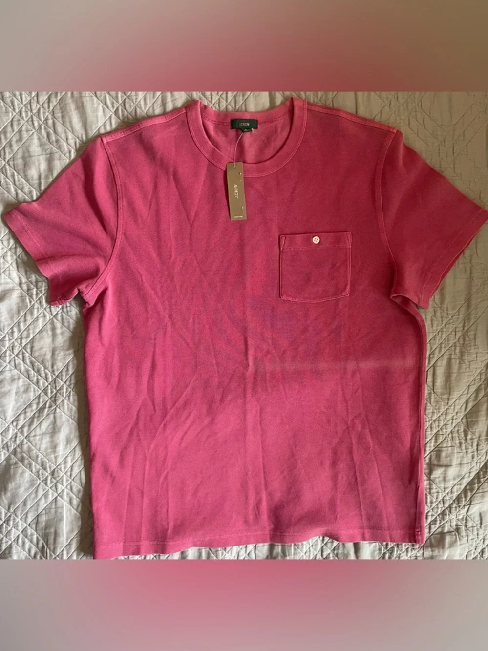 J.‎ CREW Washed piqué pocket T-shirt in Plum Pink Size M NWD $59.50 CJ722